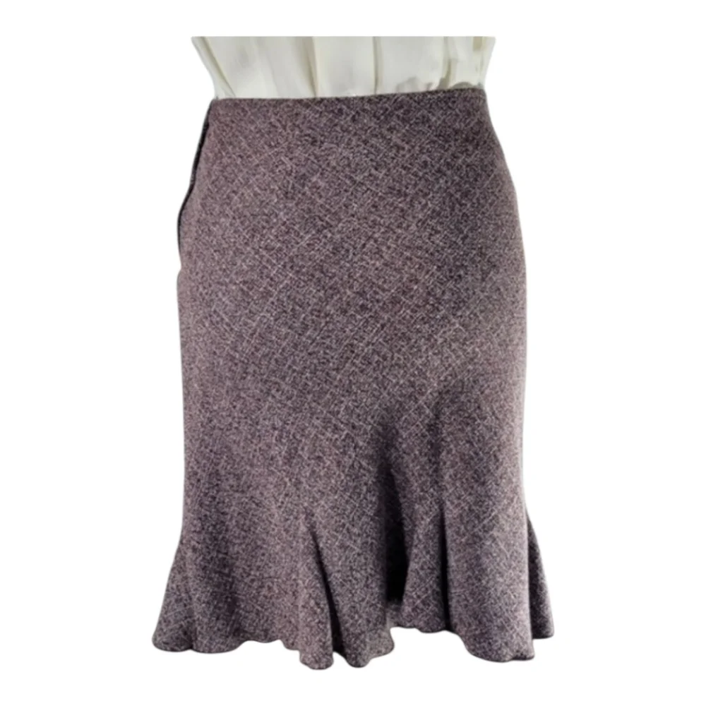 Tweed Flared Mini Skirt Brown & Cream A-Line Skirt Womens Size 14 - Picture 4 of 6
